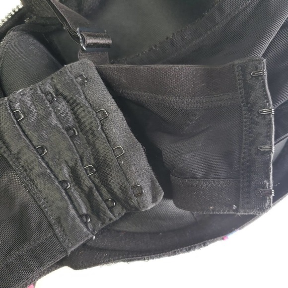 Cacique Floral Underwire Bra 44DDD Black‎ Pink Purple Lace - Picture 6 of 9